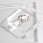 Moon shape Freshwater Pearl Open Ring - Gembea Jewelry