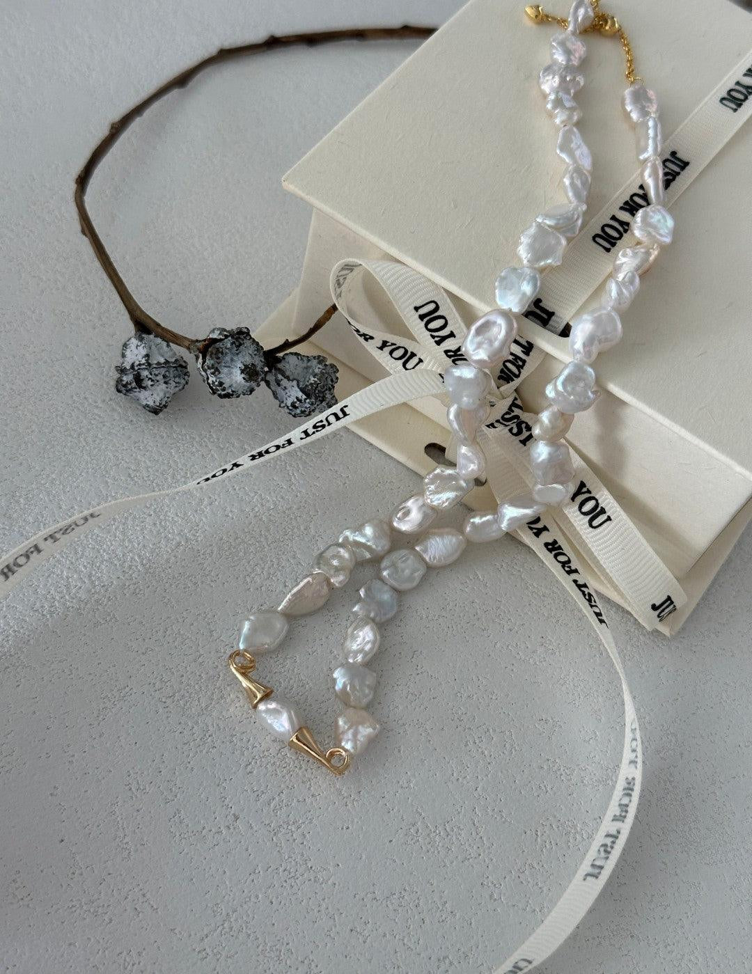 Moustache Baroque Pearl Beaded Necklace - Gembea Jewelry