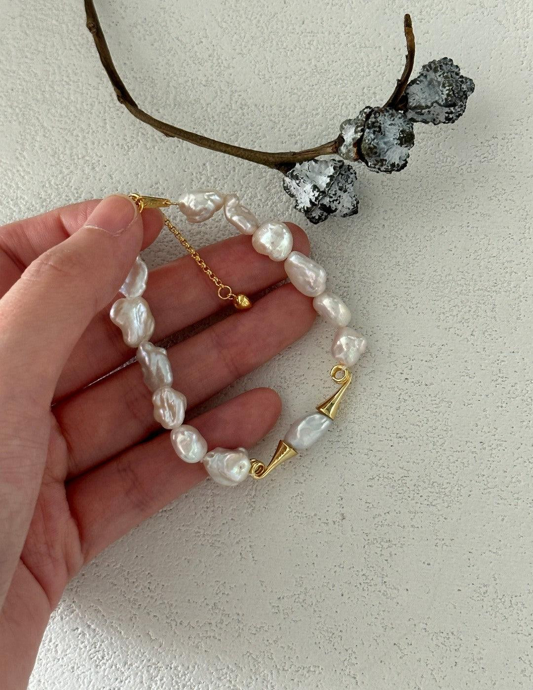 Moustache Baroque Pearl Bracelet - Gembea Jewelry