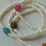Multi-layer Pearl Color Stone Beaded Bracelet gembea jewelry