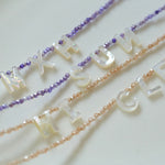 Multicolored Zircon Beaded Letter Name Necklace-Gembea jewelry