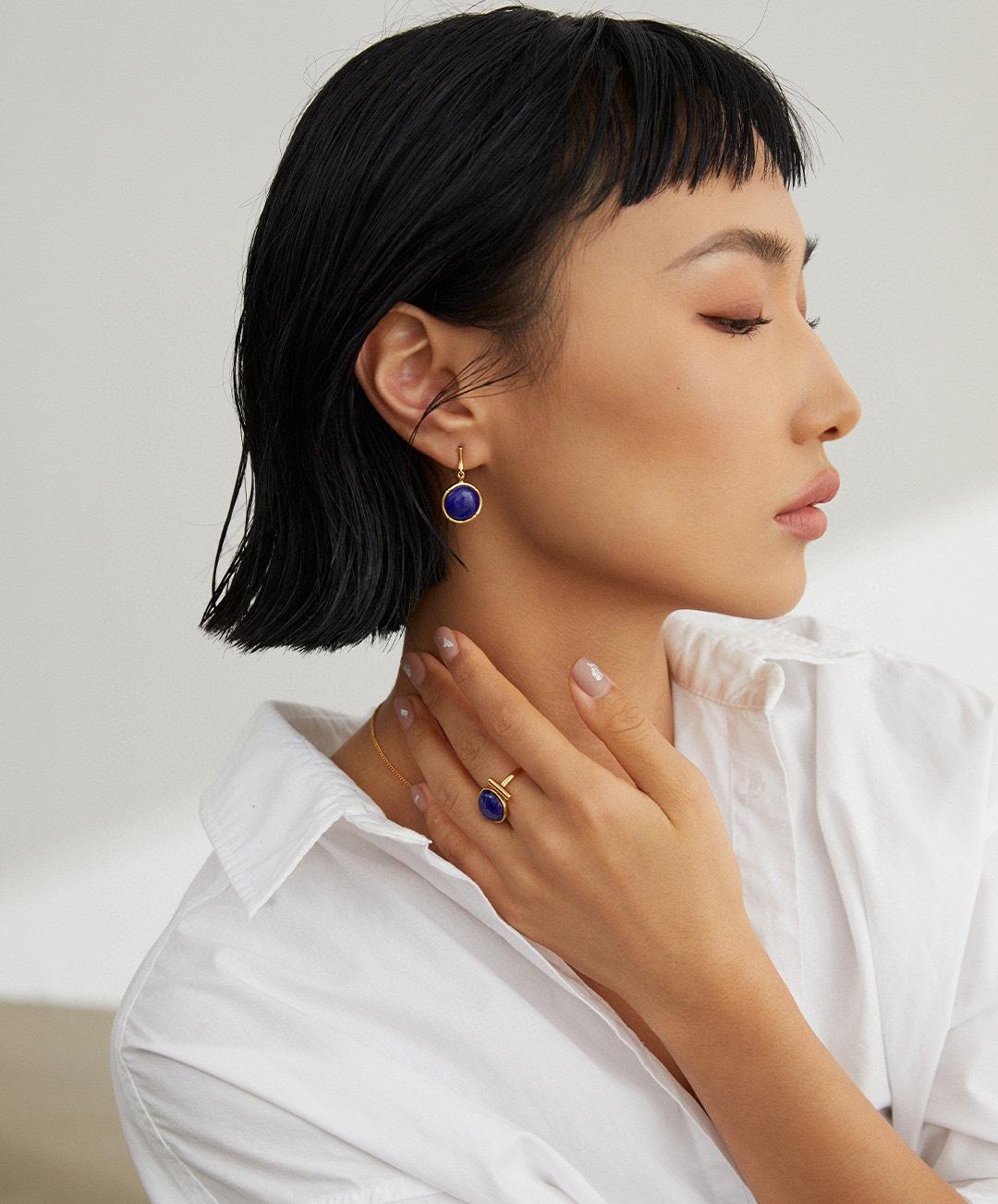 Gembea Jewelry Lazuli Days Series Blue Halo Earrings