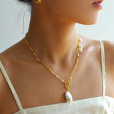 Natural Baroque Pearl Pendant Chain Necklace - Gembea Jewelry