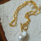 Natural Baroque Pearl Pendant Chain Necklace - Gembea Jewelry