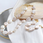 Natural Baroque Shaped Flat Pearl Bracelet - Gembea Jewelry