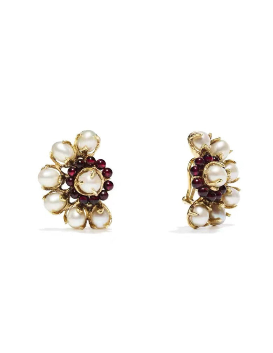 Natural Freshwater Pearl Garnet Stone Earrings gembea jewelry