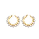 Natural Freshwater Pearl Hoop Earrings