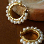 Natural Freshwater Pearl Hoop Earrings - Gembea Jewelry