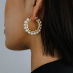 Natural Freshwater Pearl Hoop Earrings - Gembea Jewelry
