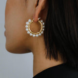 Natural Freshwater Pearl Hoop Earrings - Gembea Jewelry