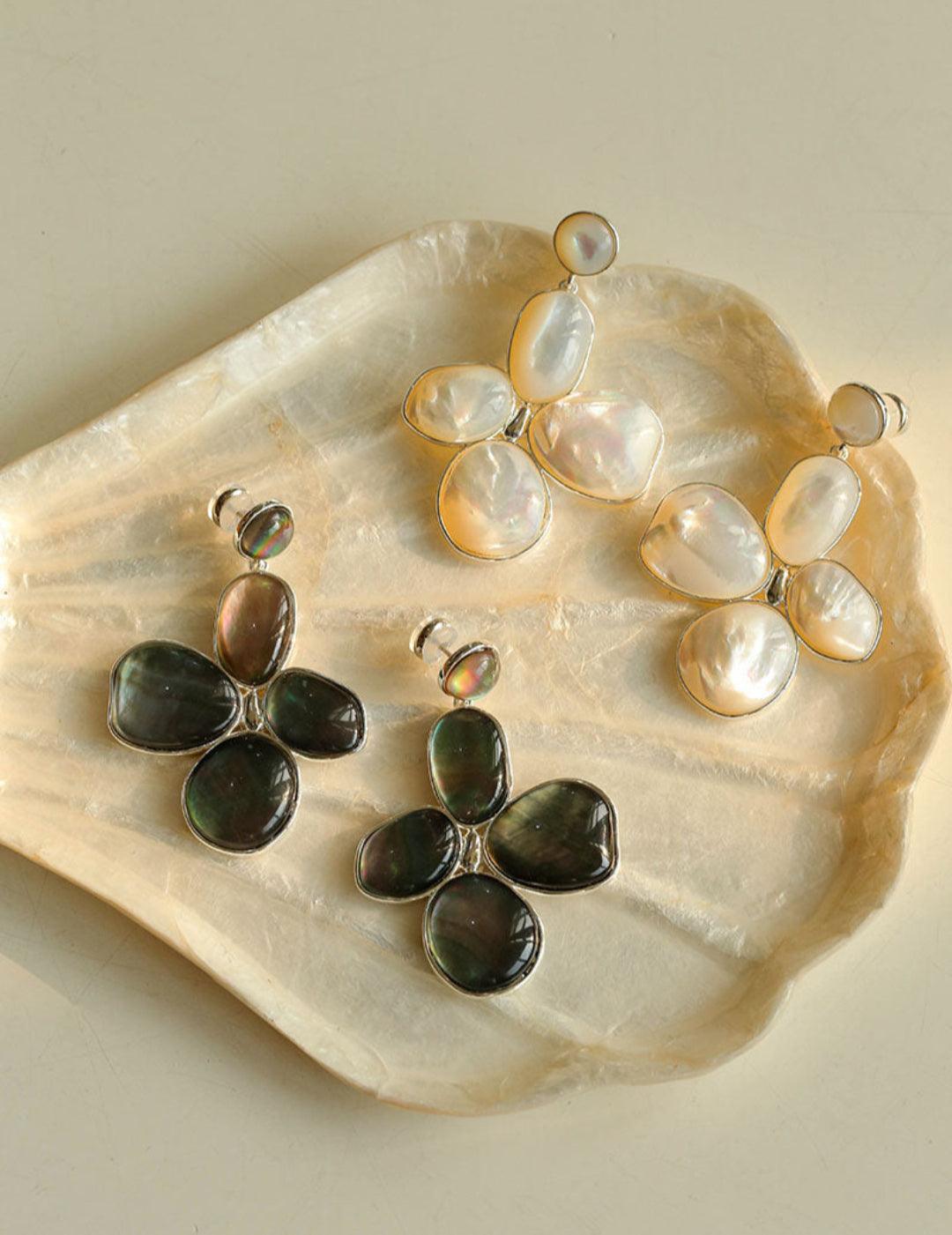 Natural Mother of Pearl Lilac Earrings - Gembea Jewelry