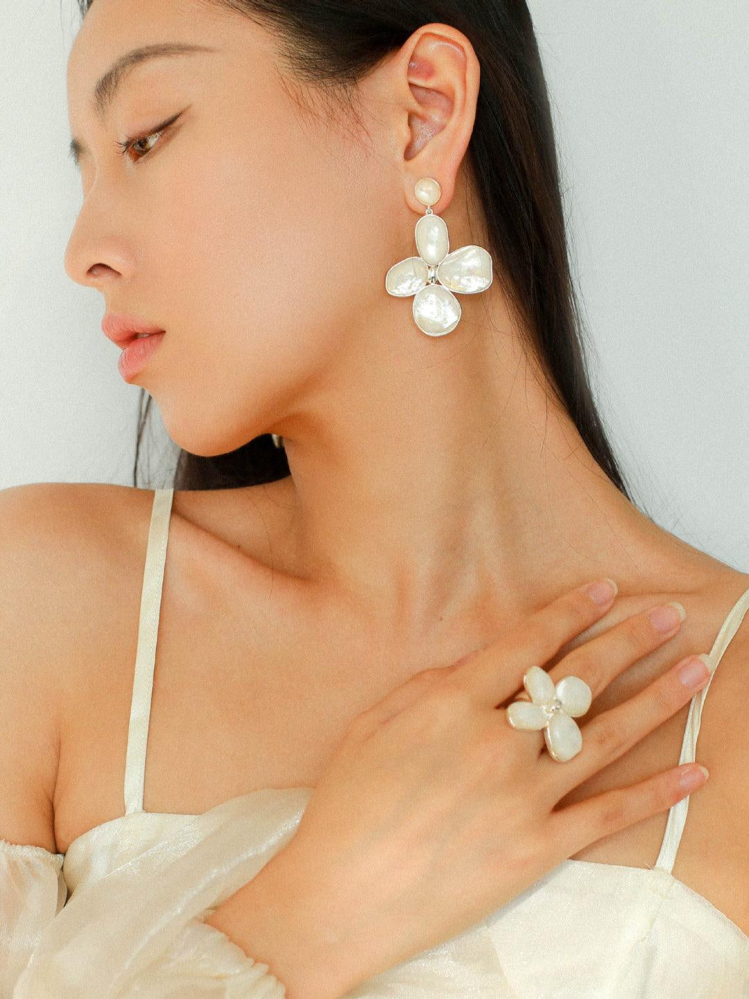 Natural Mother of Pearl Lilac Earrings - Gembea Jewelry