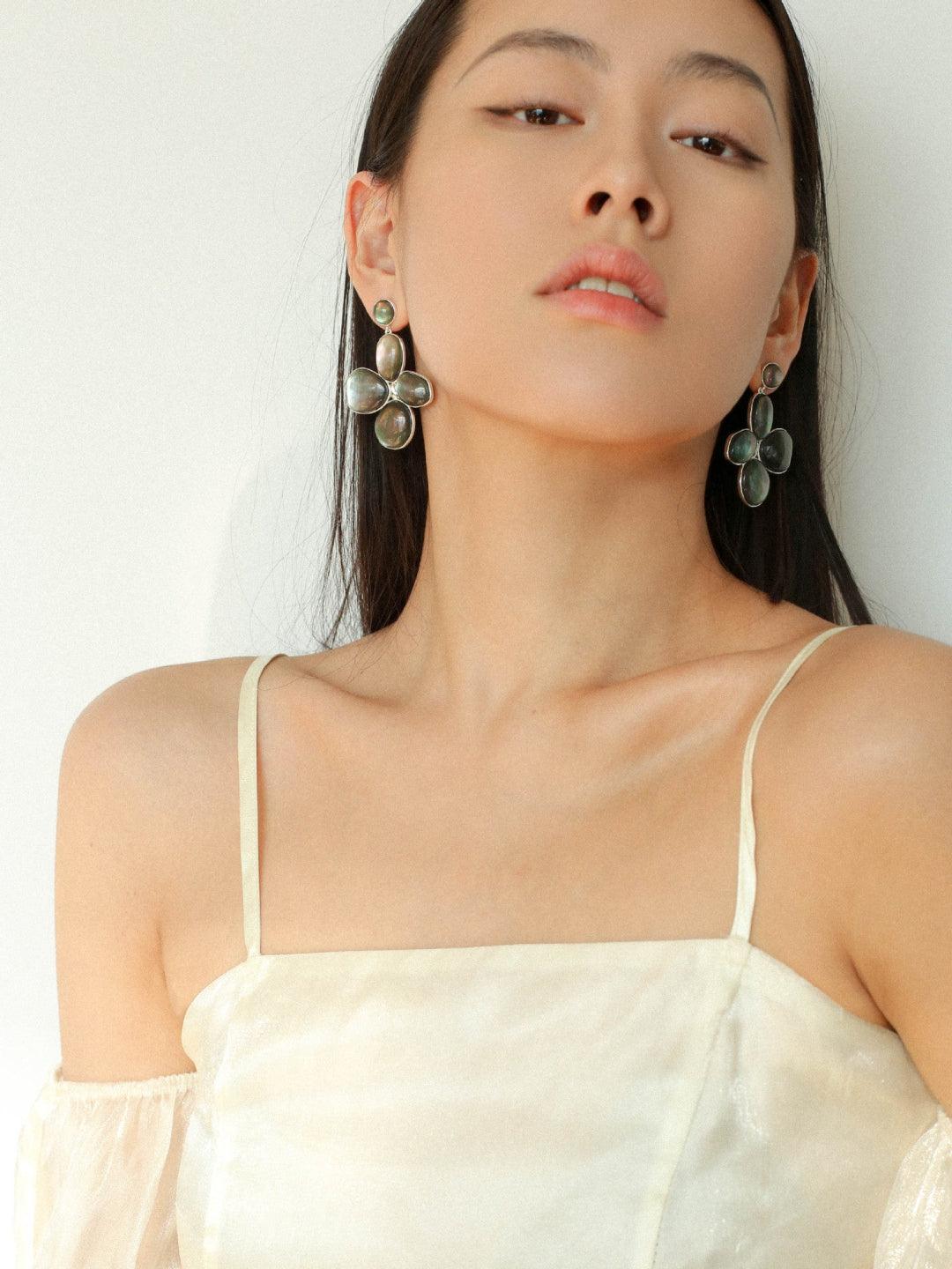 Natural Mother of Pearl Lilac Earrings - Gembea Jewelry