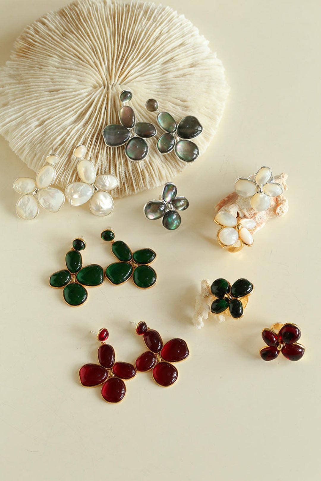 Natural Mother of Pearl Lilac Earrings - Gembea Jewelry