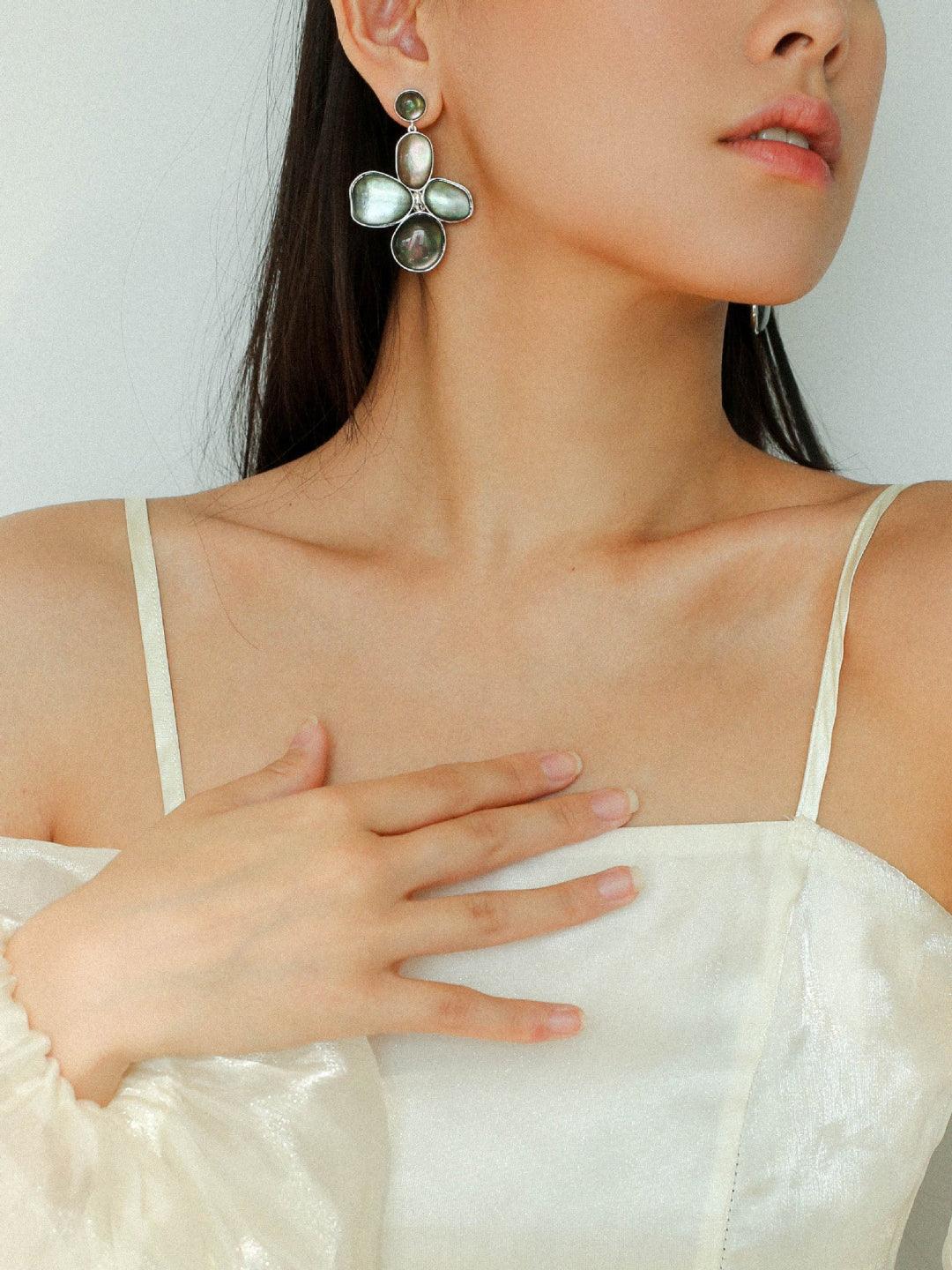 Natural Mother of Pearl Lilac Earrings - Gembea Jewelry