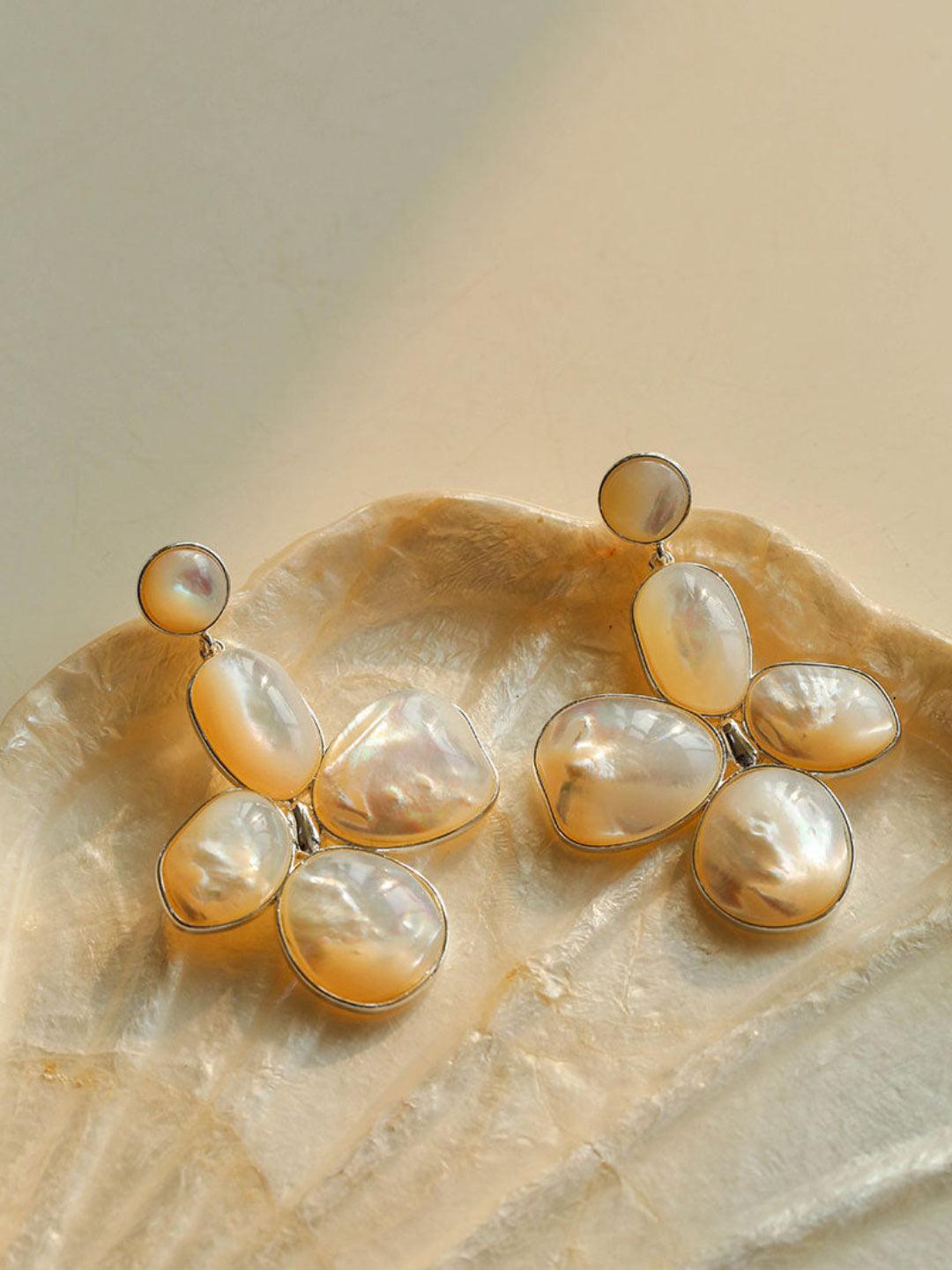 Natural Mother of Pearl Lilac Earrings - Gembea Jewelry