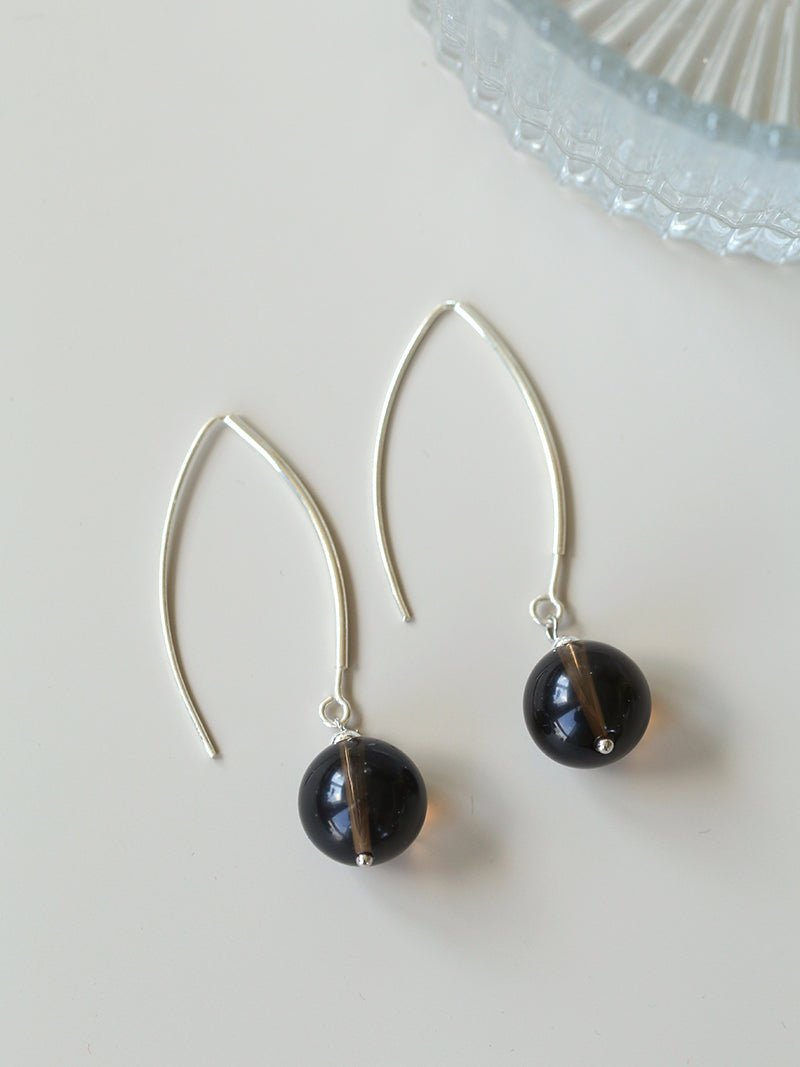 Natural Stone Round Beads Drop Ear Hooks Earrings gembea jewelry