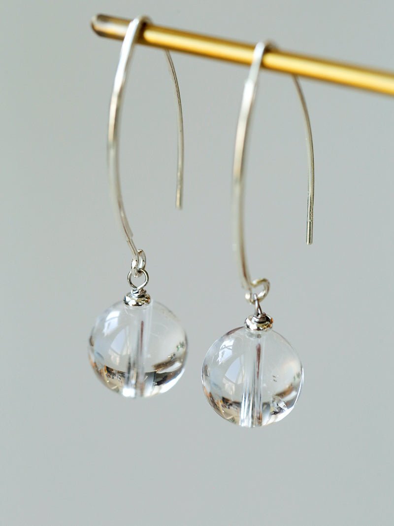 Natural Stone Round Beads Drop Ear Hooks Earrings gembea jewelry