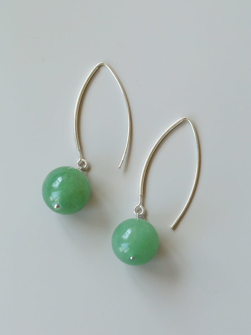 Natural Stone Round Beads Drop Ear Hooks Earrings gembea jewelry