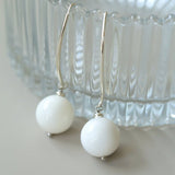 Natural Stone Round Beads Drop Ear Hooks Earrings gembea jewelry