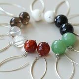 Natural Stone Round Beads Drop Ear Hooks Earrings gembea jewelry