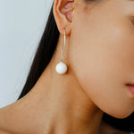 Natural Stone Round Beads Drop Ear Hooks Earrings gembea jewelry