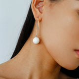 Natural Stone Round Beads Drop Ear Hooks Earrings gembea jewelry