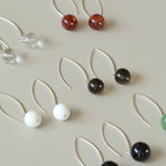 Natural Stone Round Beads Drop Ear Hooks Earrings gembea jewelry