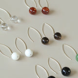 Natural Stone Round Beads Drop Ear Hooks Earrings gembea jewelry