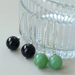 Natural Stone Round Beads Drop Ear Hooks Earrings gembea jewelry