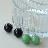 Natural Stone Round Beads Drop Ear Hooks Earrings gembea jewelry