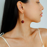 Natural Stone Round Beads Drop Ear Hooks Earrings gembea jewelry