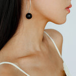 Natural Stone Round Beads Drop Ear Hooks Earrings gembea jewelry