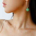 Natural Stone Round Beads Drop Ear Hooks Earrings gembea jewelry