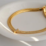 Wide Gold Snake Bone Chain Necklace - Gembea Jewelry