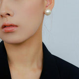 Flying Saucer Cotton Pearl Stud Earrings - Gembea Jewelry