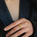 Wide Version Watch Chain Metal Open Ring - Gembea Jewelry