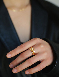 Wide Version Watch Chain Metal Open Ring - Gembea Jewelry