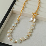 Natural Freshwater Square Pearl Chain Necklace - Gembea Jewelry