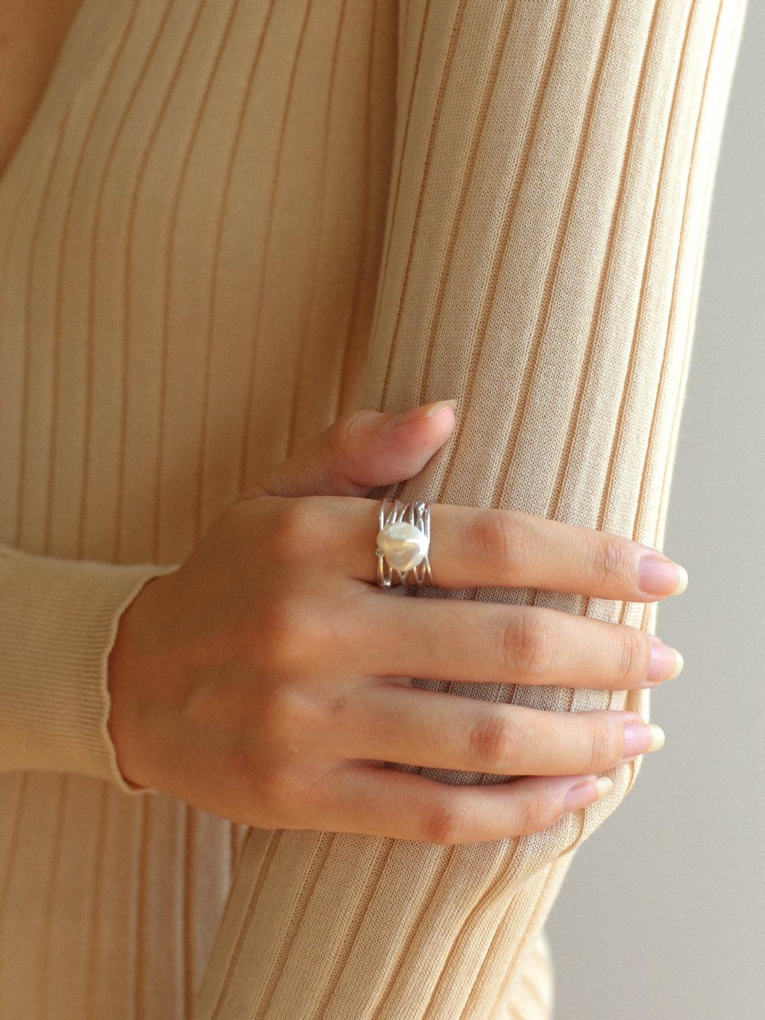 Multilayer Sterling Silver Pearl Ring - Gembea Jewelry