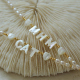 Custom White Shell Letter Pearl Necklace - Gembea Jewelry