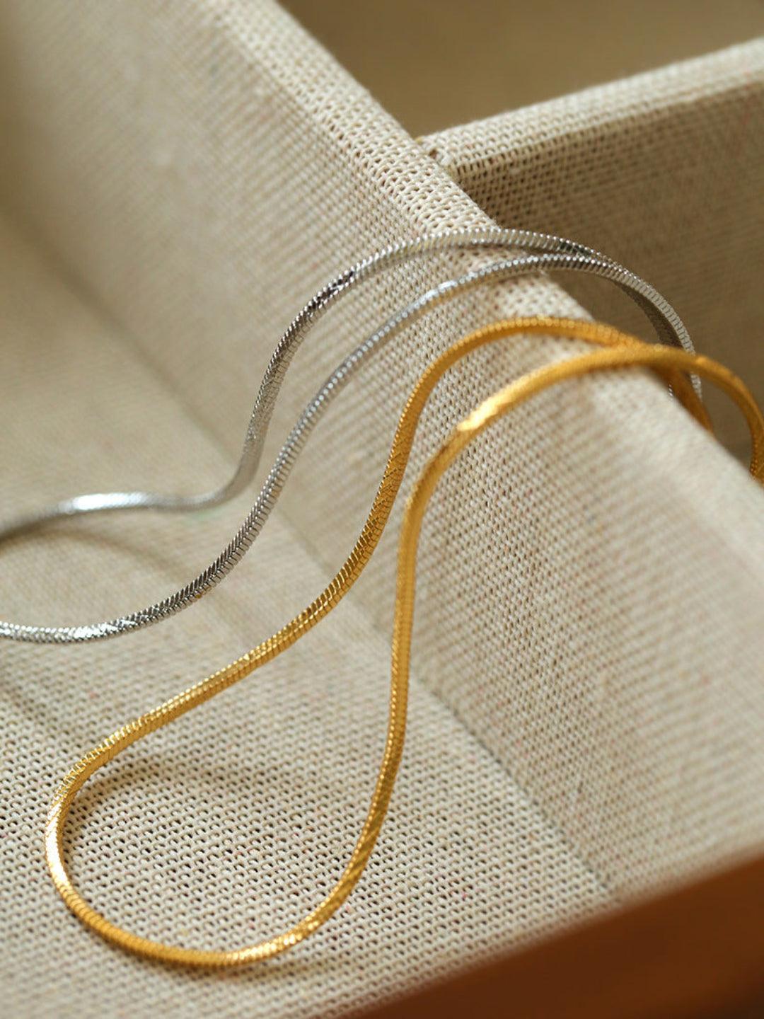 Simple Snake Bone Chain Necklace - Gembea Jewelry