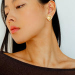 White Crystal Black and Red Agate Stud Earrings - Gembea Jewelry