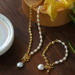Y-shape Spliced Chain Pearl Necklace - Gembea Jewelry