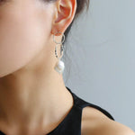 Metal Circle Baroque Pearl Drop Earrings - Gembea Jewelry
