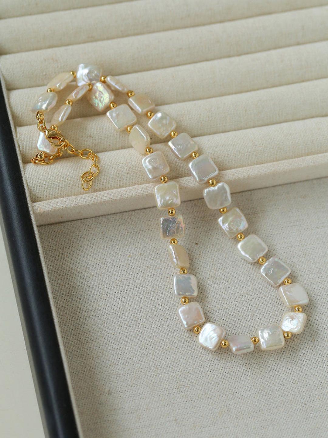 Natural Freshwater Square Pearl Necklace - Gembea Jewelry