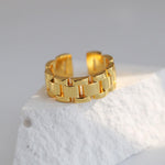 Wide Version Watch Chain Metal Open Ring - Gembea Jewelry