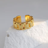 Wide Version Watch Chain Metal Open Ring - Gembea Jewelry