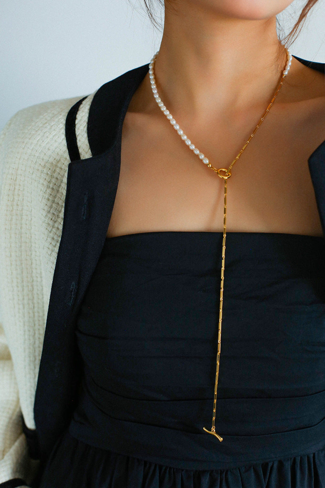 Gembea Jewelry Y-shaped Pearl Chain Necklace