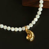 White Shell Beads Conch Pendant Necklace